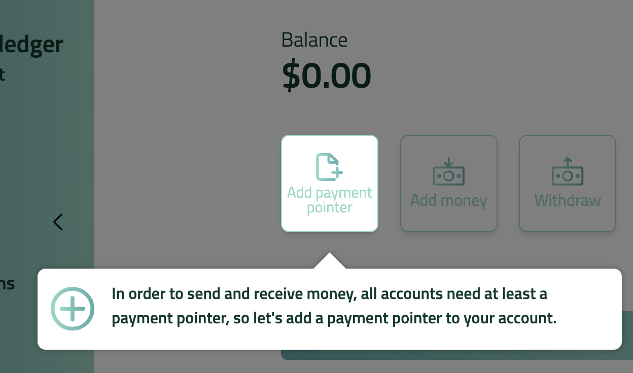 Add a payment pointer for the new account on rafiki.money