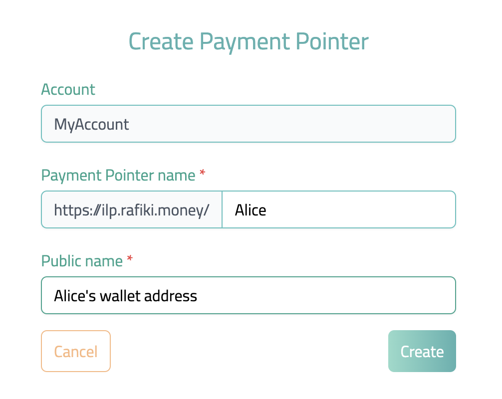 Create payment pointer on rafiki.money